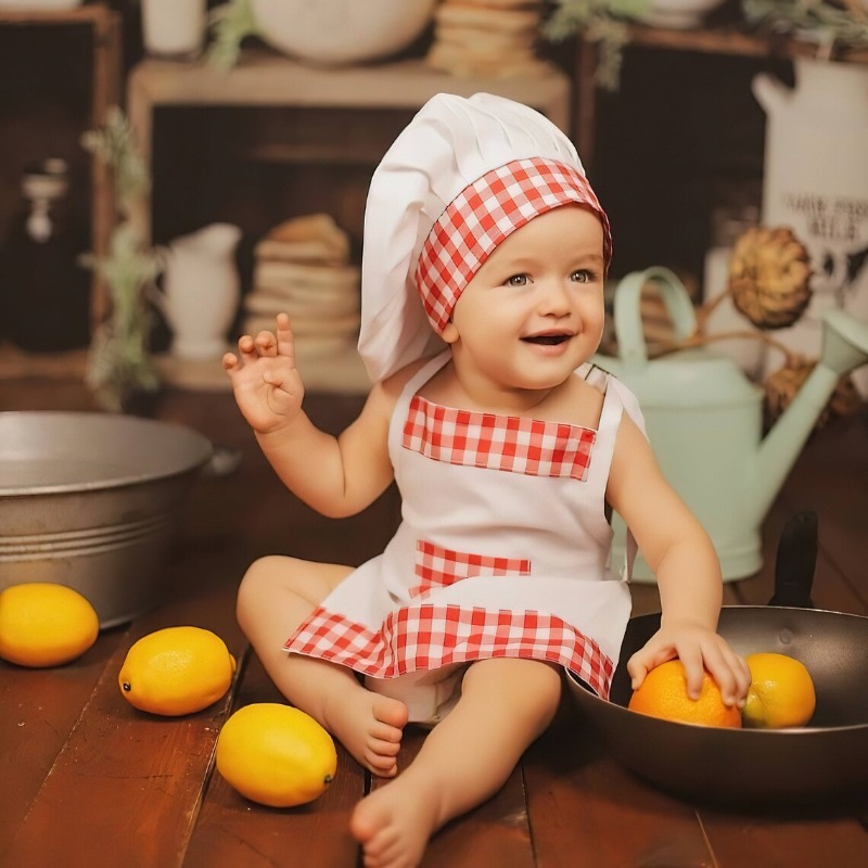 Kids Chef Apron Hat Set Childr - Kitchen Kids Baking Set ulasan dan harga